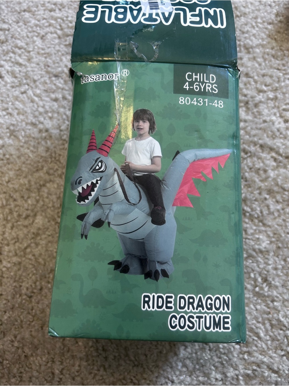 Children’s Ride in Dragon Halloween Costume Inflatable Blow Up Kids 4-6 Years